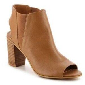 Steve Madden Nobel Cognac Brown Open Toe Heeled Ankle Bootie